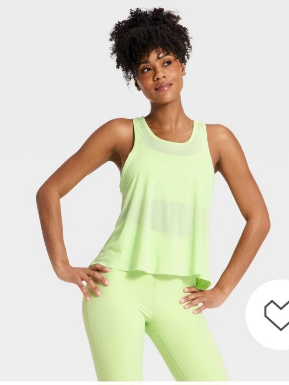All In Motion Women's Mesh Back Cropped Run Tank Top,- Light Green